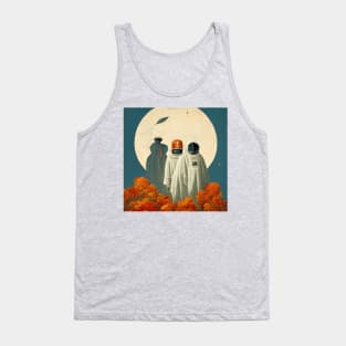 astronaut with moon backgroundastronauts celebrate halloween on mars Tank Top